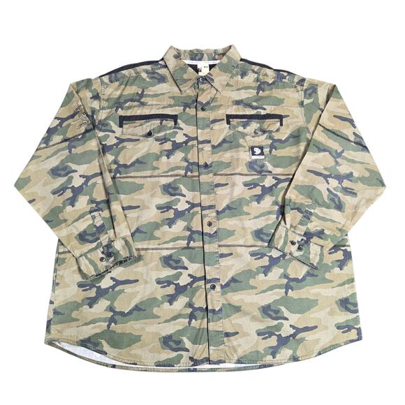 Vtg Y2K State Property Rocawear‎ Camo Button Up Shirt Hip Hop Y2K 90's Sz 4X